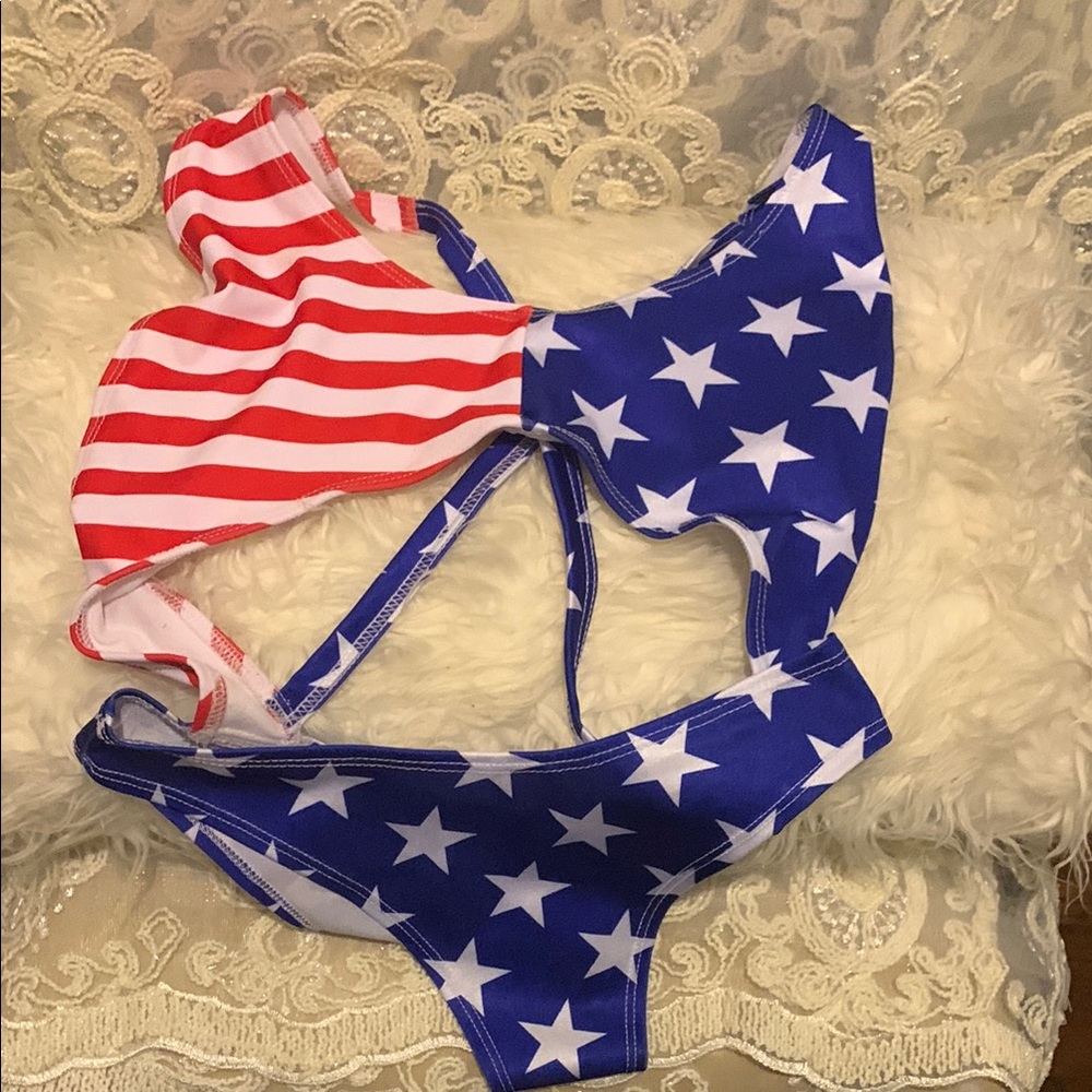 Fashion Nova Red‎ and Blue Star-Striped Bikini